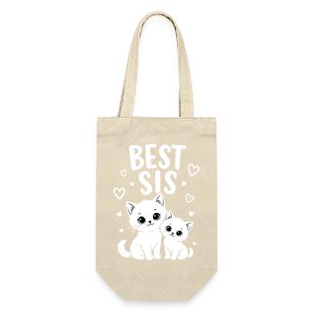 Beste Schwester Katzen Schwestern Best Sis Katze - Geschenkbeutel für Flaschen - Natur - Vorne