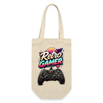 Retro Gamer Neon Controller - Geschenkbeutel für Flaschen - Natur - Vorne