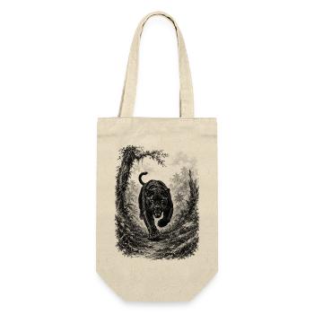 Wilder schwarzer Panther in Natur im Zeichenstil - Gift Bag for Bottles - nature - Front