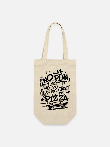 No Plan Just Pizza – Skater-Pizza - Geschenkbeutel für Flaschen - Natur