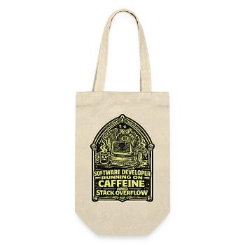 Koffein Und Stack Overflow Entwickler Design - Geschenkbeutel für Flaschen - Natur - Vorne