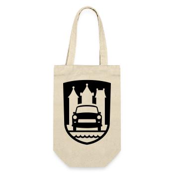 Trabi Motorsport Zwickau (Farbe änderbar) - Geschenkbeutel für Flaschen - Natur - Vorne