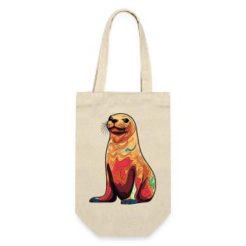 Bunter Seelöwen-Illustration - Geschenkbeutel für Flaschen - Natur - Vorne