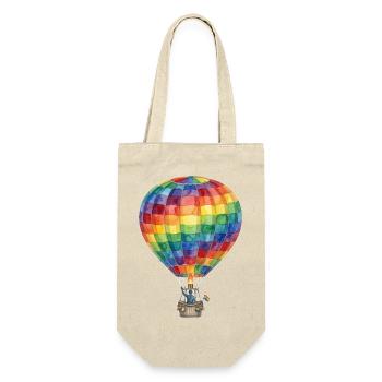Regenbogen-Heißluftballon - Geschenkbeutel für Flaschen - Natur - Vorne