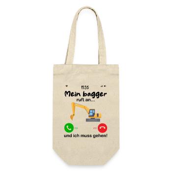 mein bagger ruft an... und ich muss gehen - Geschenkbeutel für Flaschen - Natur - Vorne