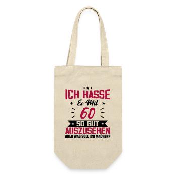 Ich hasse es mit 60 Geburtstag Gut Aussehen - Geschenkbeutel für Flaschen - Natur - Vorne