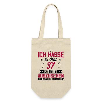 Ich hasse es mit 37 Geburtstag Gut Aussehen - Geschenkbeutel für Flaschen - Natur - Vorne