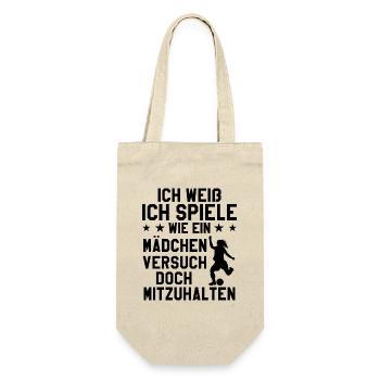 Fußball Sport Mädchen Geschenk - Geschenkbeutel für Flaschen - Natur - Vorne