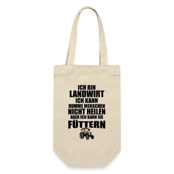 Ich bin Landwirt Landwirtschaft Landwirt Traktor - Geschenkbeutel für Flaschen - Natur - Vorne