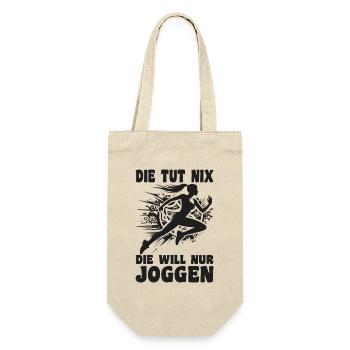 Läuferin, die tut nix die will nur joggen, Jogger - Geschenkbeutel für Flaschen - Natur - Vorne