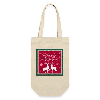 Merry Christmas. Deer and deer in the snow. - Gift Bag for Bottles - nature - Front