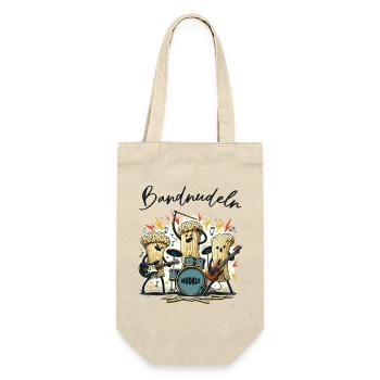 Nudel Pasta Bandnudeln Musik Musikband Wortspiel - Geschenkbeutel für Flaschen - Natur - Vorne