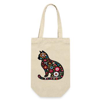 Silhouette de chat avec des fleurs - Sac à bouteille - nature - Devant