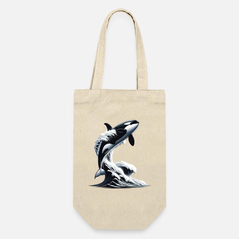 Ein Orca, der in einen Wellenozean springt - Geschenkbeutel für Flaschen - Natur