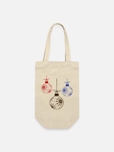 Weihnachtskugeln Christmas - Geschenkbeutel für Flaschen - Natur