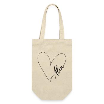Alin Name Heart Line - Gift Bag for Bottles - nature - Front