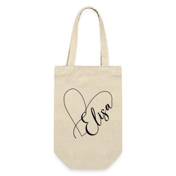 Elisa Name Heart Line - Gift Bag for Bottles - nature - Front