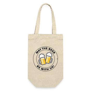 May The Beer Be With Us! (Saying / 3C / POS) - Gift Bag for Bottles - nature - Front