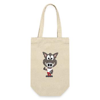 FUßBALL - SPORT - BALLSPORT - WILDSCHWEIN - TIER - Geschenkbeutel für Flaschen - Natur - Vorne