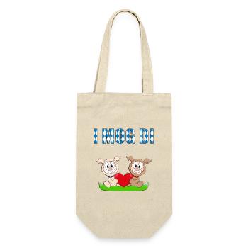 I MOG DI - LAMA - ALPAKA - HERZ - LIEBE - TIERE - Geschenkbeutel für Flaschen - Natur - Vorne