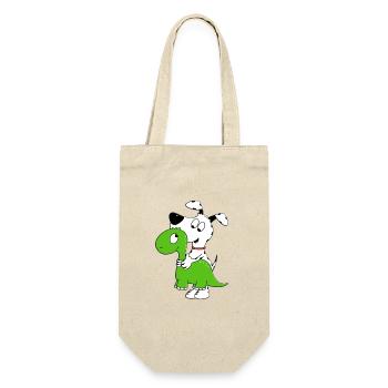 HUND - DINO - DINOSAURIER - KUSCHELTIER - TIERISCH - Geschenkbeutel für Flaschen - Natur - Vorne