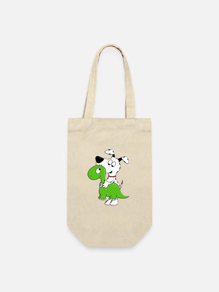 HUND - DINO - DINOSAURIER - KUSCHELTIER - TIERISCH - Geschenkbeutel für Flaschen - Natur