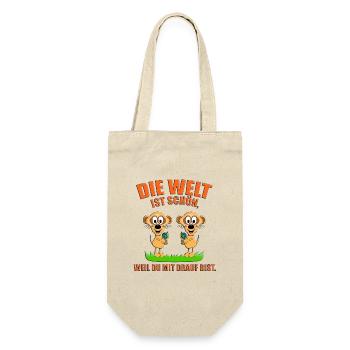 ERDMÄNNCHEN - LIEBE - DIE WELT IST SCHÖN... - Geschenkbeutel für Flaschen - Natur - Vorne