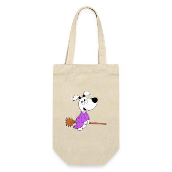 HUND - HEXE - HALLOWEEN - TIER - HUNDE - TIERISCH - Geschenkbeutel für Flaschen - Natur - Vorne