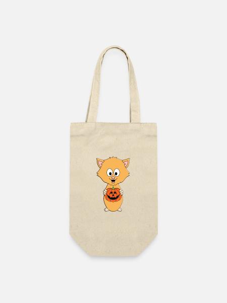 HALLOWEEN - KÜRBIS - KATZE - TIER - KIND - BABY - Geschenkbeutel für Flaschen - Natur