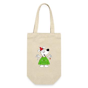 HUND - WEIHNACHTSBAUM - WEIHNACHTEN - TIERISCH - Geschenkbeutel für Flaschen - Natur - Vorne