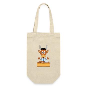 STIER - BULLE - RIND - BÜRO - CHEF - MITARBEITER - Geschenkbeutel für Flaschen - Natur - Vorne