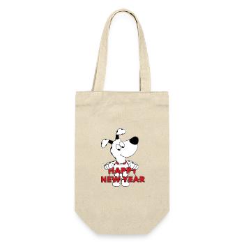 HUND - NEUJAHR - SILVESTER - HAPPY NEW YEAR - Geschenkbeutel für Flaschen - Natur - Vorne