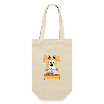 HUND - ARBEIT - JOB - CHEF - MITARBEITER - Geschenkbeutel für Flaschen - Natur - Vorne