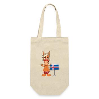 PFERD - PONY - ISLAND - ISLÄNDER - ISLANDPFERD - Geschenkbeutel für Flaschen - Natur - Vorne