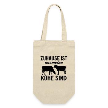 Zuhause Ist wo meine Kühe Sind - Geschenkbeutel für Flaschen - Natur - Vorne