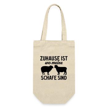 Zuhause ist wo meine Schafe sind - Geschenkbeutel für Flaschen - Natur - Vorne