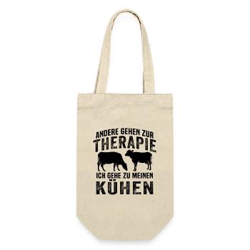 andere gehen zur therapie ich gehe zu meinen kühen - Geschenkbeutel für Flaschen - Natur - Vorne