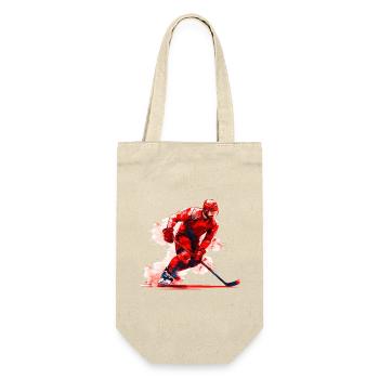 Hockey player with hockey stick on ice rink, watercolor - Gift Bag for Bottles - nature - Front