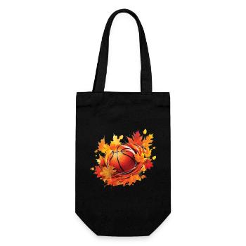 Basketball, maple and oak leaves in autumn - Gift Bag for Bottles - black - Front