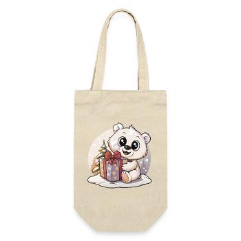 Cute bear with gift at Christmas - Gift Bag for Bottles - nature - Front