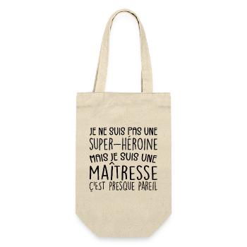 maîtresse humour maitresse d'école cadeau - Sac à bouteille - nature - Devant