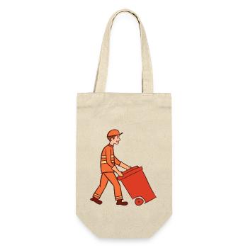 Garbage man & garbage can. Street cleaner. Garbage collection. - Gift Bag for Bottles - nature - Front