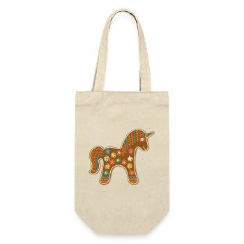 Niedliches Lebkuchen Einhorn Weihnachten Xmas Deko - Geschenkbeutel für Flaschen - Natur - Vorne