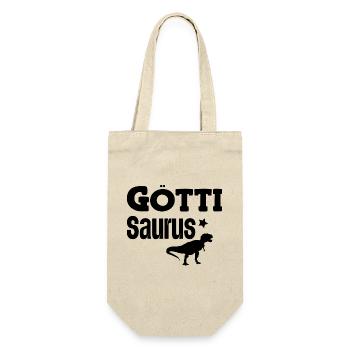 Bescht Götti Saurus Patenonkel Schweiz Schweizer - Geschenkbeutel für Flaschen - Natur - Vorne