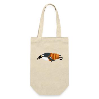 Pinguin taucht (Badeanzug rot gelb) - Geschenkbeutel für Flaschen - Natur - Vorne