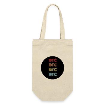 BTC Bitcoin Kryptowährung Crypto Retro Vintage - Geschenkbeutel für Flaschen - Natur - Vorne