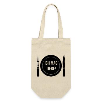 Ich Mag Tiere! (Gabel / Messer / Teller / Black) - Geschenkbeutel für Flaschen - Natur - Vorne