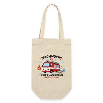 Nachwuchs Feuerwehrmann Cartoon - Geschenkbeutel für Flaschen - Natur - Vorne