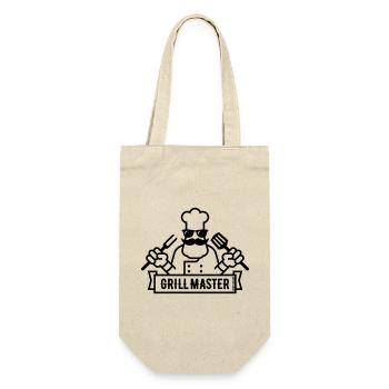 Grill Master (Grillen / Barbecue / BBQ / 1C) - Geschenkbeutel für Flaschen - Natur - Vorne