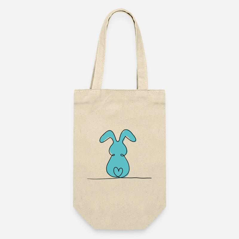 One-Line-Hase Farbig - Geschenkbeutel für Flaschen - Natur